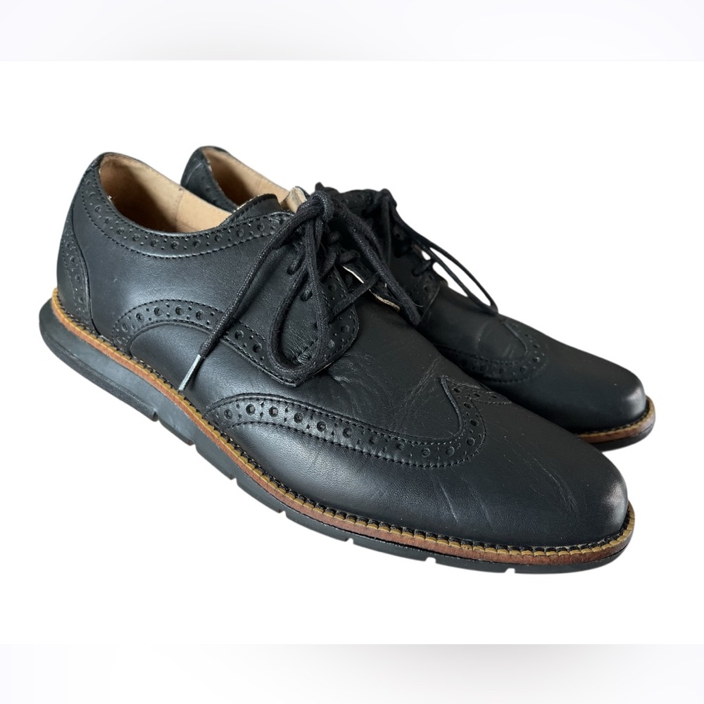 Cole Haan Black Leather Grand Oxford Wingtip Derby Dress Shoes Size 7
